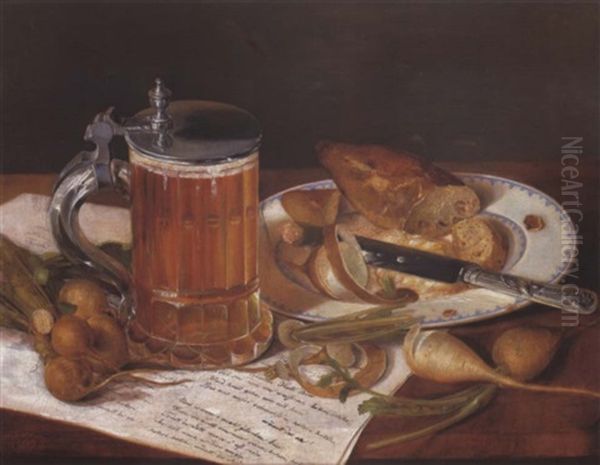 Stilleben Oil Painting by Ignaz Hofer