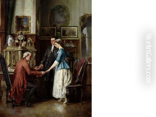 The Betrothal Oil Painting by Carl Heinrich Hoff