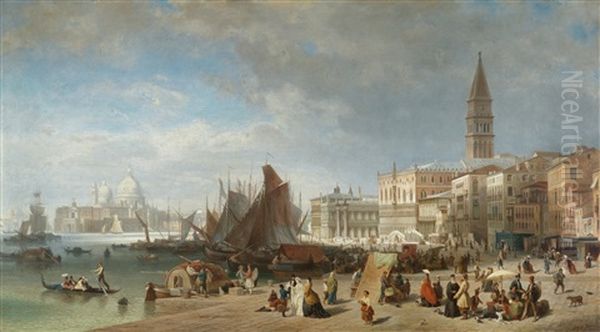 Venedig - Blick Auf Punta Della Dogana, Santa Maria Della Salute Und Die Piazetta Oil Painting by Conrad Hoff