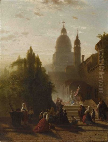 Fronleichnam In Venedig Oil Painting by Conrad Hoff