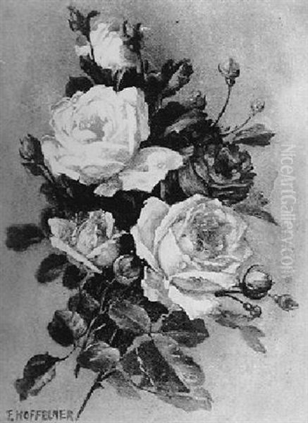 A Bouquet Of Roses Oil Painting by Franz Hoffelner