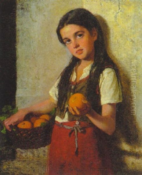 Kleine, Spanische Orangenverkauferin Oil Painting by Christine Hoeffler