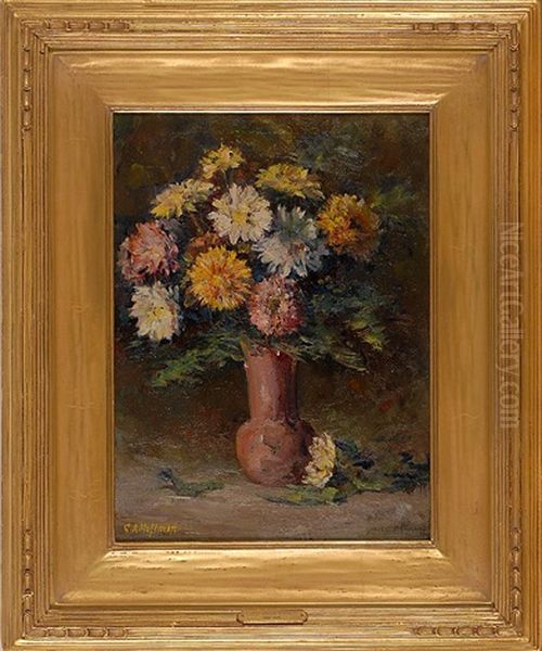 Floral Still Life Oil Painting by Gustave Adolph Hoffman