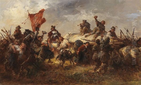 Szene Aus Dem Bauernkrieg Oil Painting by Anton Hoffmann