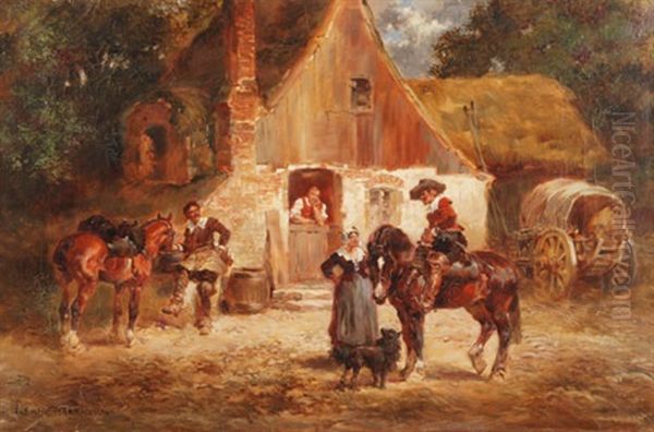 Halt Vor Der Schenke Oil Painting by Anton Hoffmann