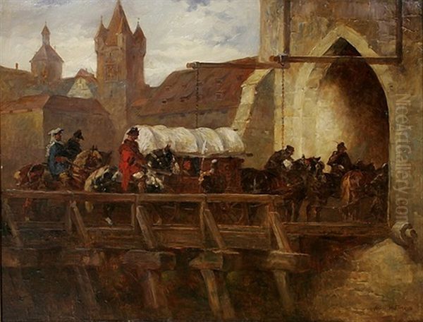 Ankunft Auf Der Burg Oil Painting by Anton Hoffmann