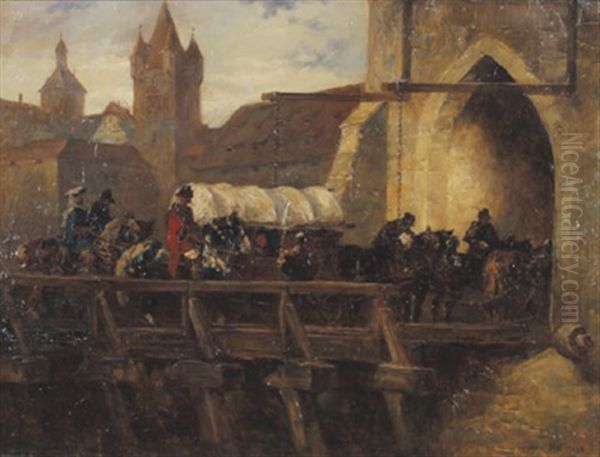 Ankunft Auf Der Burg Oil Painting by Anton Hoffmann