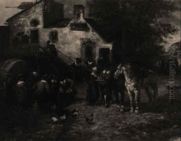 Landsknechte Auf Dem Bauernhof Oil Painting by Anton Hoffmann