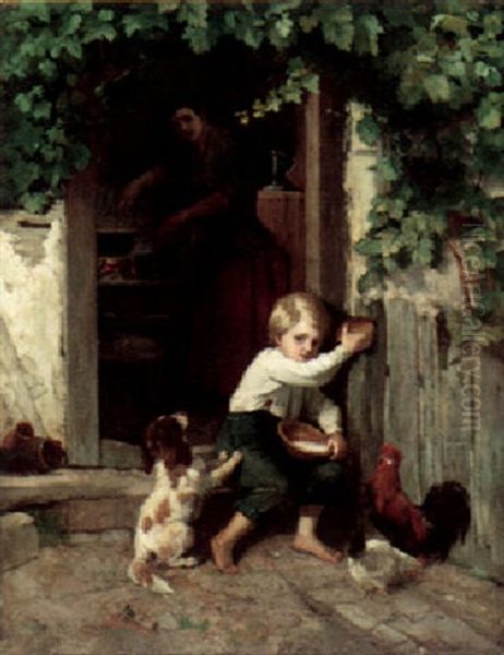 It's Mine Oil Painting by Carl Heinrich Hoffmann