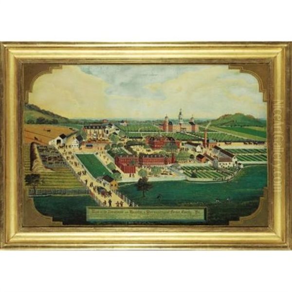 View Of The Almhouse And Hospital And Surroundings Of Berk-county, Pennsylvania Oil Painting by Charles C. Hoffmann