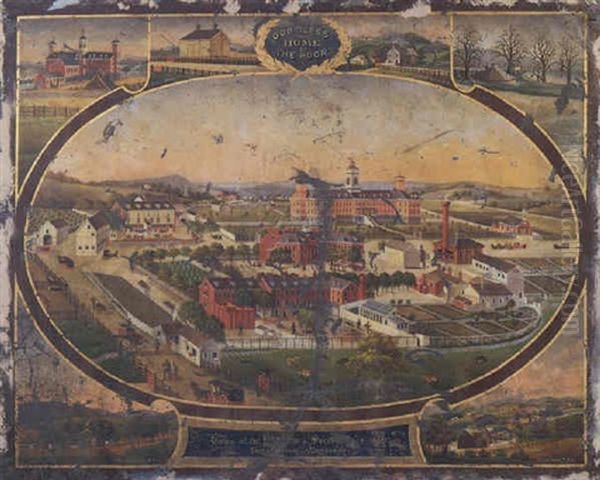 Views Of The Buildings And Surroundings Of The Berks County Almshouse Oil Painting by Charles C. Hoffmann