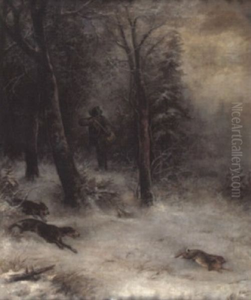 Hasenjagd Oil Painting by Franz Jakob Hoffmann