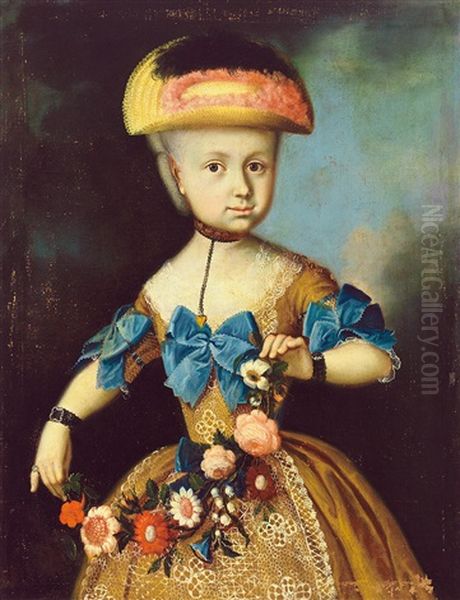 Portrait Der Augusta Sophie Johanna Walz Oil Painting by Georg Andreas Hoffmann