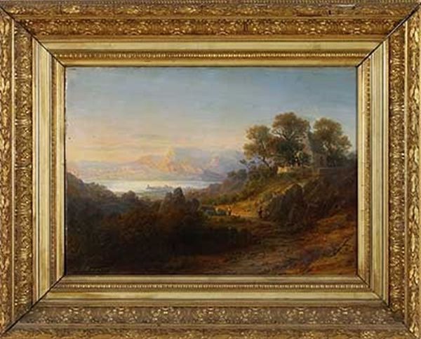 Gebirgslandschaft Mit Kapelle Oil Painting by Heinrich Adolf Valentin Hoffmann