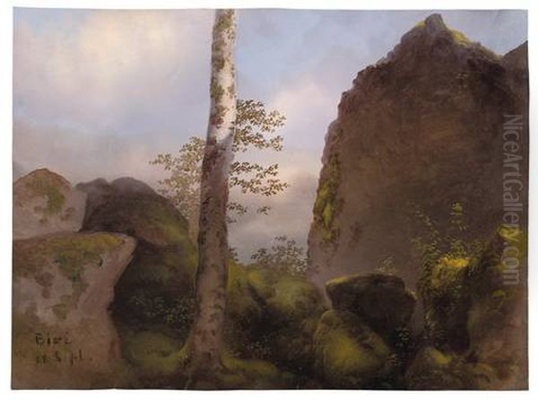 Baum Zwischen Felsen Oil Painting by Jakob Hoffmann