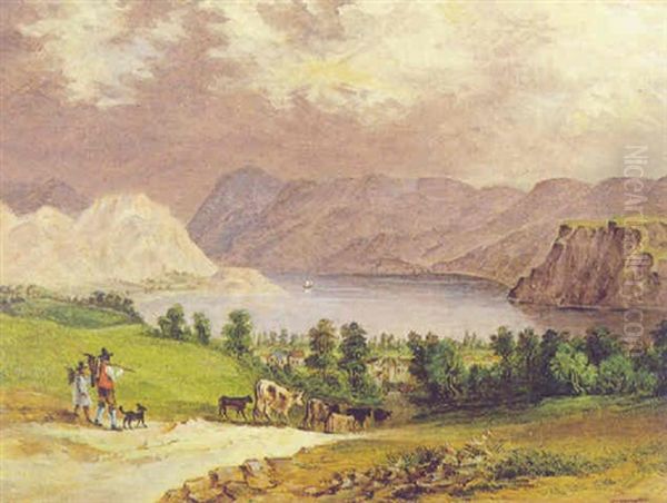 Heimkehr Der Kuhherde Oil Painting by Jakob Hoffmann