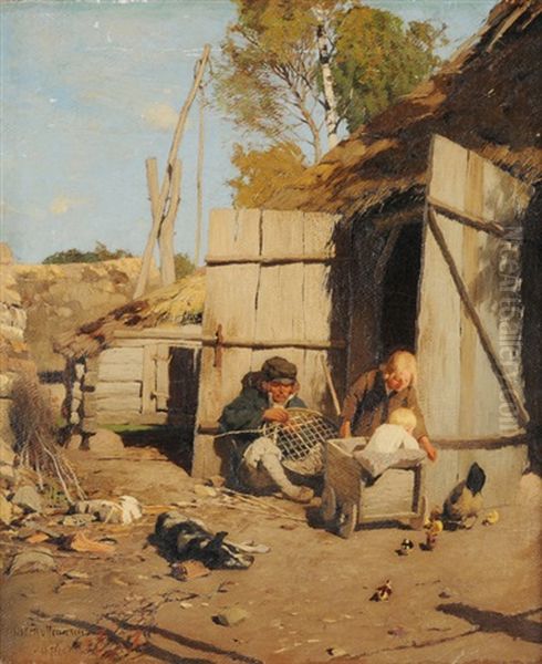 Estlandisches Gehoft Oil Painting by Oskar Adolfowitsch Hoffmann