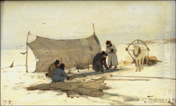 Kalastajia Jaalla Oil Painting by Oskar Adolfowitsch Hoffmann