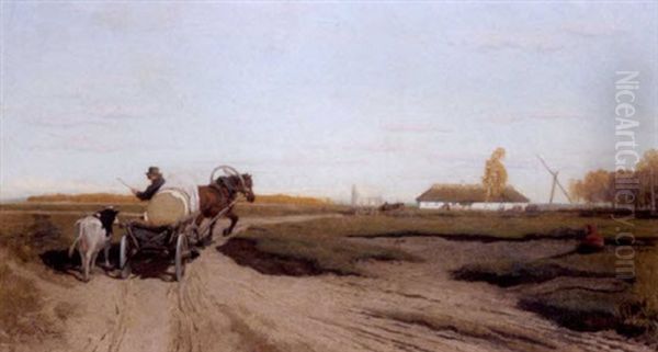 Going Home Oil Painting by Oskar Adolfowitsch Hoffmann