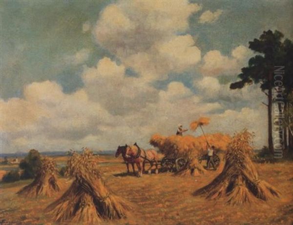 Summer Harvest Oil Painting by Oskar Adolfowitsch Hoffmann