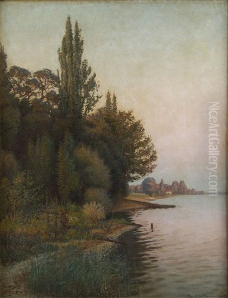 Landscape With The Rising Moon Oil Painting by Robert Hoffmann