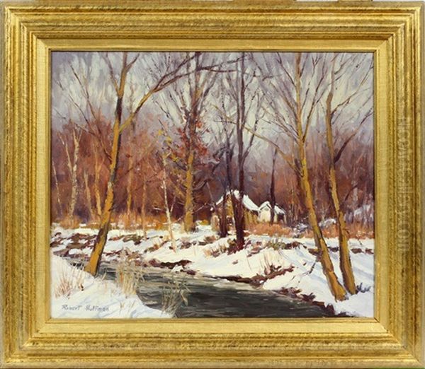 Indiana Stream Through The Woods Oil Painting by Robert Hoffmann