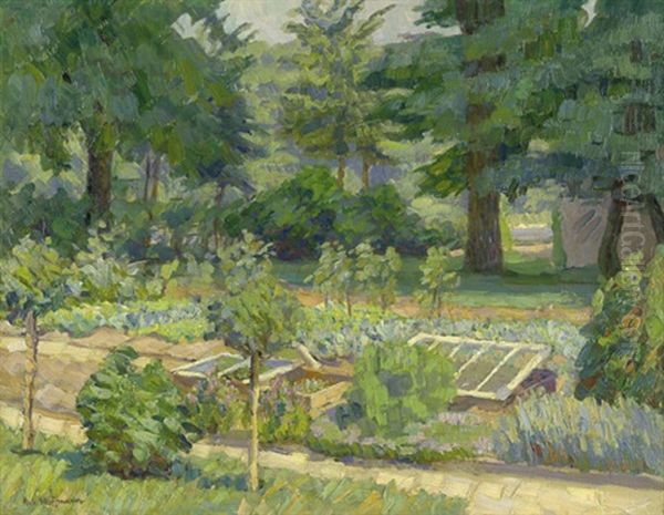 Der Garten Des Kunstlers In Berlin-zehlendorf Oil Painting by Robert Hoffmann