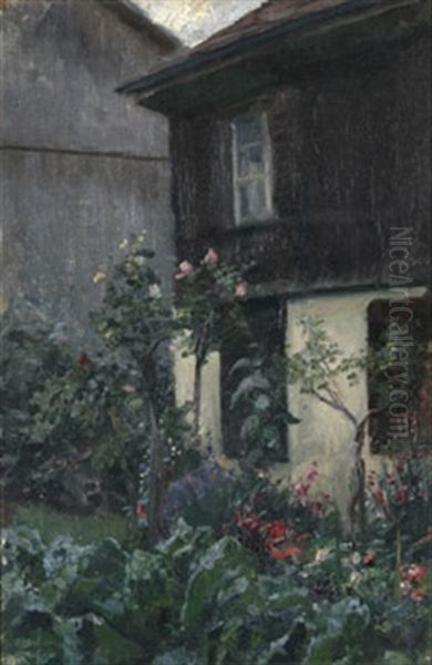 Rosenstocke Im Garten Oil Painting by Robert Hoffmann