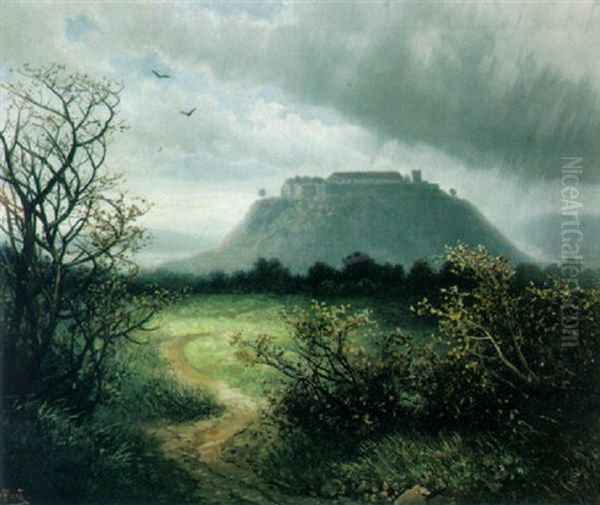 Blick Auf Die Bergfestung Hohenasperg Oil Painting by Robert Hoffmann