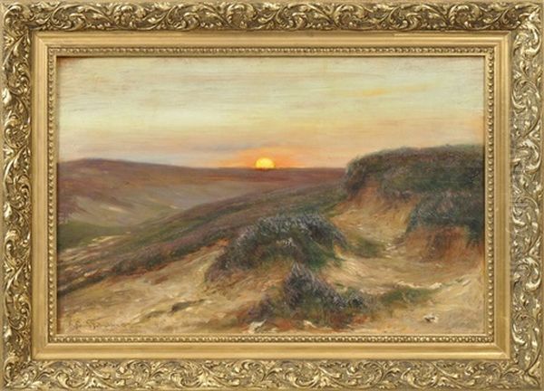 Sonnenuntergang In Der Heide Oil Painting by Franz Hoffmann-Fallersleben