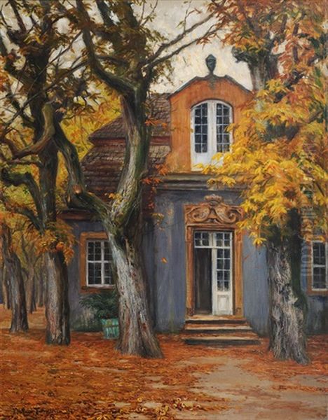 Manor House Oil Painting by Franz Hoffmann-Fallersleben