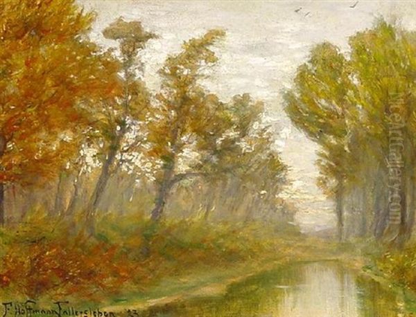 Waldteich Im Herbst Oil Painting by Franz Hoffmann-Fallersleben