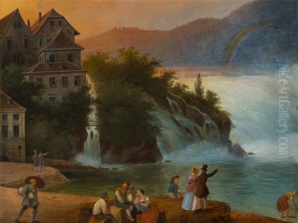 Rhine Falls Schaffhausen Oil Painting by Carl Ludwig Hoffmeister