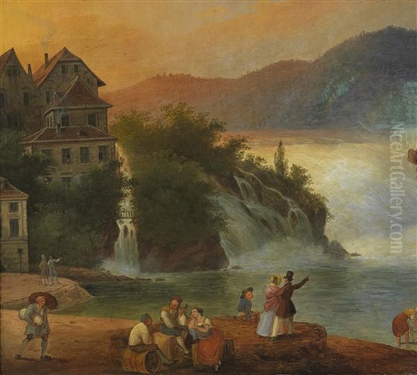 Der Rheinfall Bei Schaffhausen Oil Painting by Carl Ludwig Hoffmeister