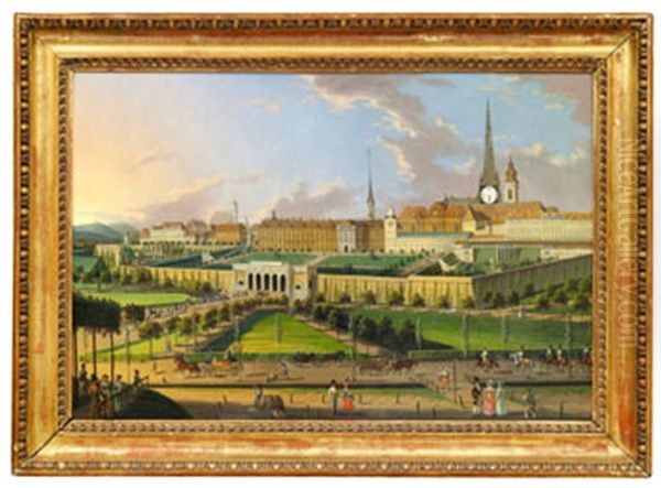 Ansicht Des Neuen Burg-thor's In Wien - Utsikt Over Hofburg Oil Painting by Carl Ludwig Hoffmeister