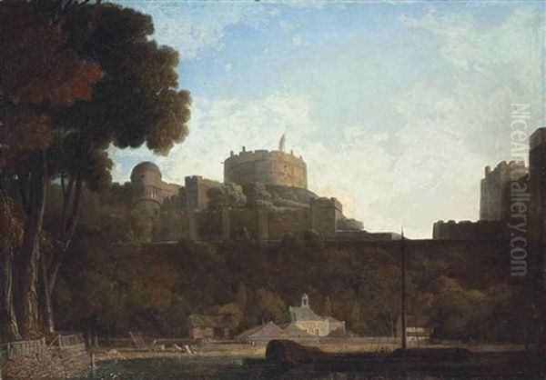 A View Of Windsor Castle From The Thames Oil Painting by Thomas Christopher Hofland