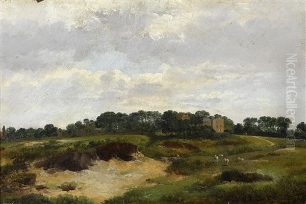 The Road To The Spaniards Inn, Hampstead Heath Oil Painting by Thomas Christopher Hofland