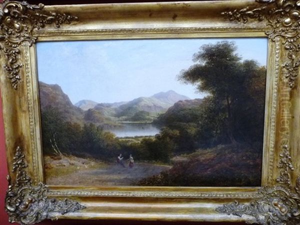 View Of Helvellyn, With Ullswater Oil Painting by Thomas Christopher Hofland