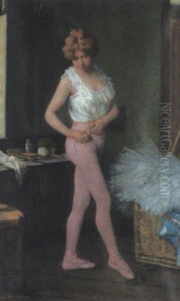 Junge Ballerina In Der Garderobe Oil Painting by Albert Hoeflinger