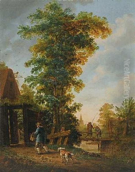 Heimkehrender Bauer Mit Hund Oil Painting by Pieter Hofman