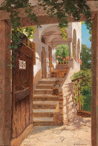 Staircase Oil Painting by Karl Hofmann