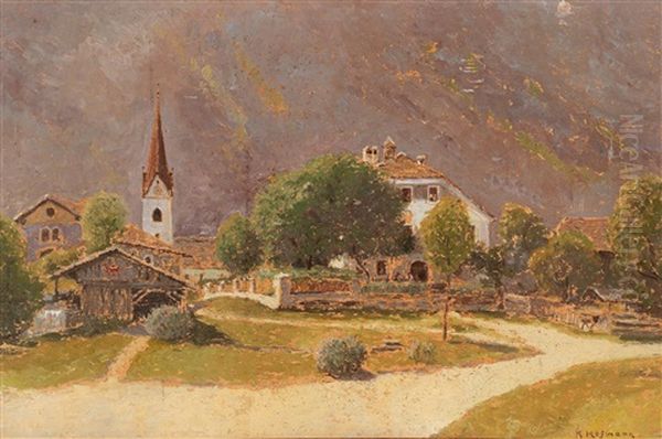 View Of Amlach Oil Painting by Karl Hofmann