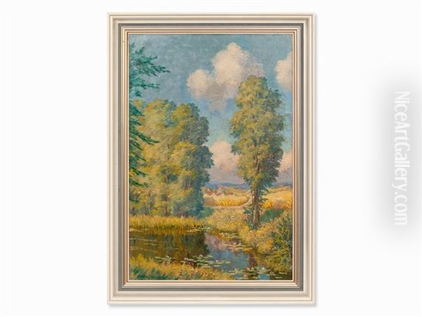 Pond At The Grove Oil Painting by Karl Hofmann