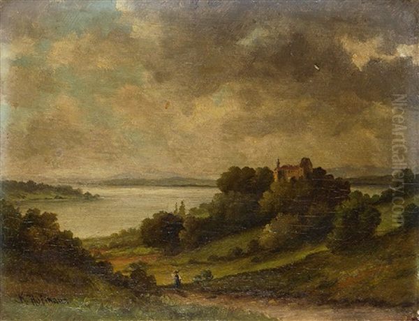 Landschaft Mit See Oil Painting by Karl Hofmann