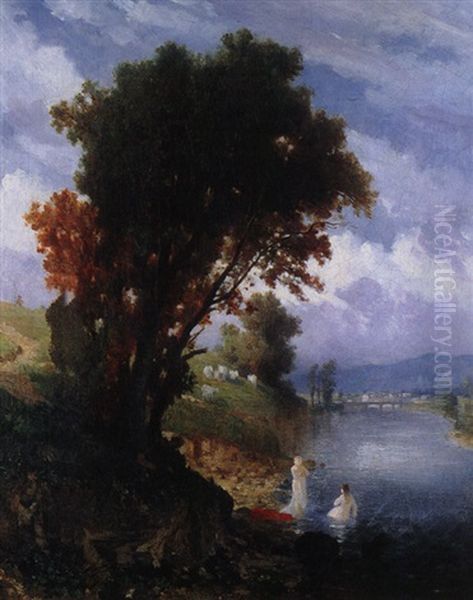 Landschaft Mit Fluss Oil Painting by Ludwig (Hofmann-Zeitz) Hofmann