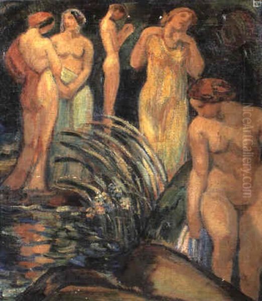 Bathers Oil Painting by Ludwig Von Hofmann