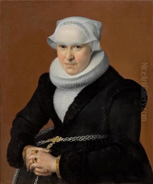 Portrat Der Anna Leu, Geb. Locher, Im Alter Von 33 Jahren Oil Painting by Samuel Hofmann