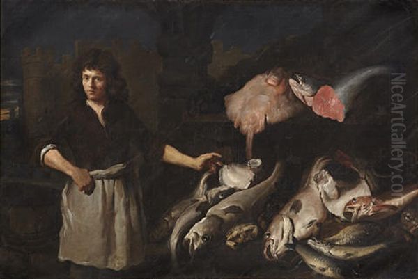 The Fishmonger Oil Painting by Samuel Hofmann