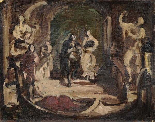 Opernszene Mit Paar An Einer Gondel Oil Painting by Fritz Max Hofmann-Juan