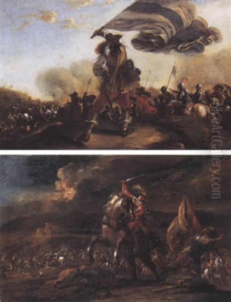 Battaglia Oil Painting by Pieter (Janitzer or il Geannizzero) Hofmans